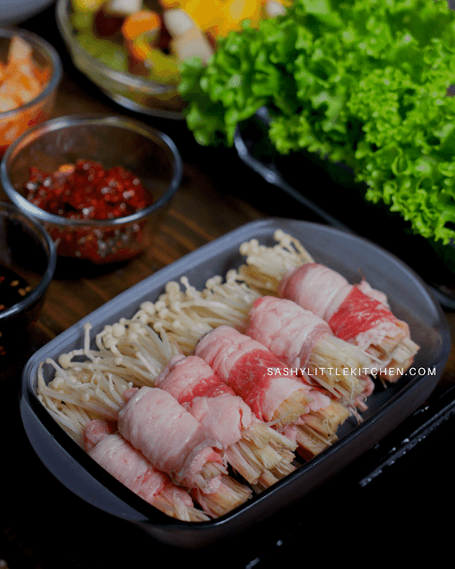 Samgyupsal with Enoki mushroom