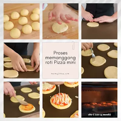 memanggang adonan roti pizza