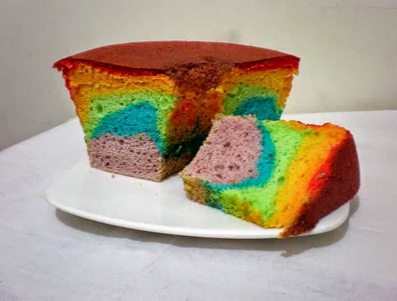 Resep Chiffon Cake Rainbow Kukus Praktis Resep Chiffon Cake Rainbow Kukus Praktis